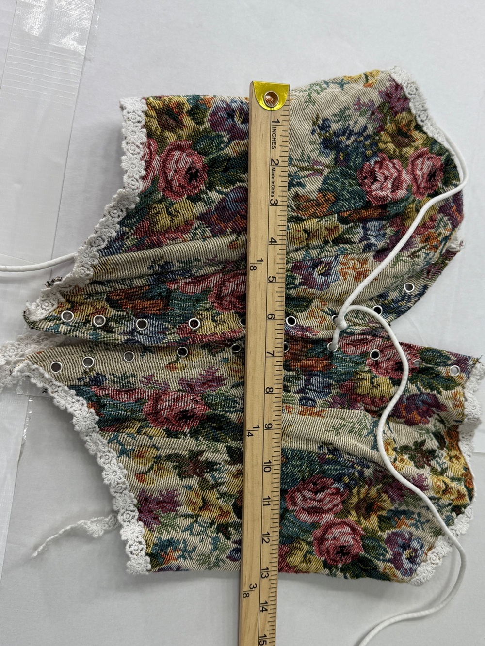 Renaissance tie up corset floral print corset top mid-evil corset - Picture 5 of 11